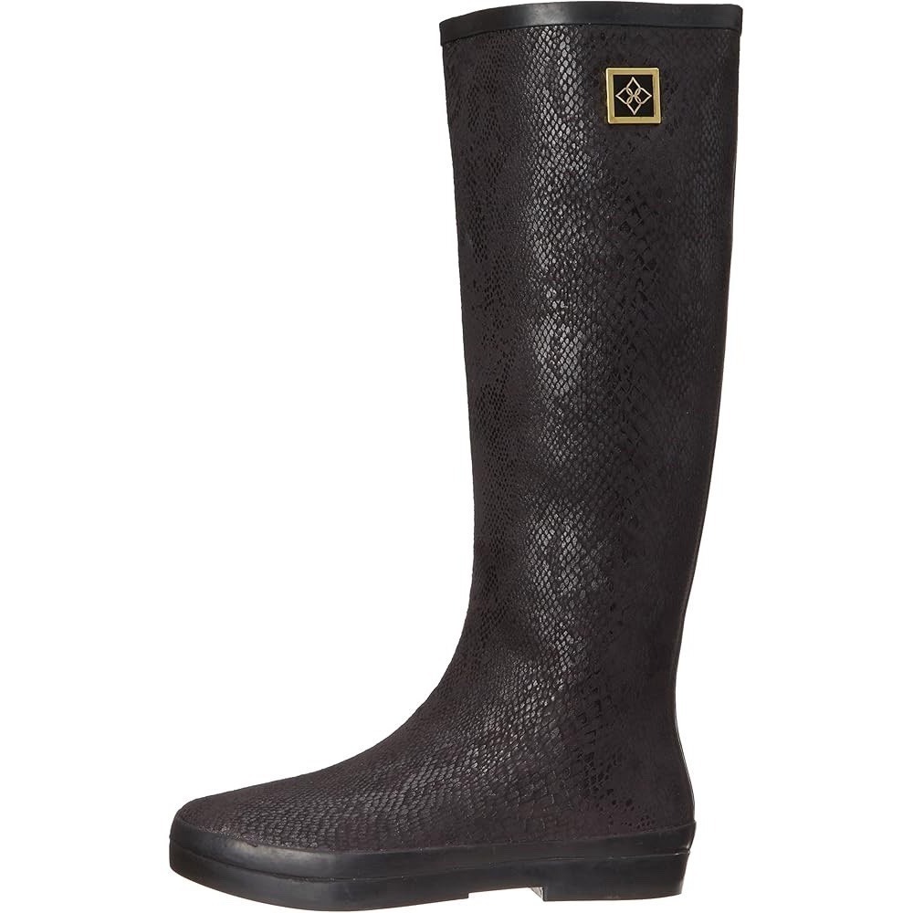 dav Austin Snake Print Rain Boots Black Waterproof Tall Boots Women's Size 9